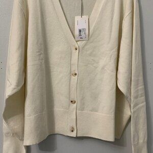 A New Days Womens Cream Button-Up Cardigan Sweater Size XXL